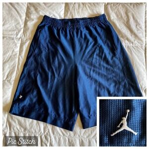 Vtg Y2K Jordan Nike Basketball Shorts Mens M Silky Shiny Dazzle Waffle Navy Blue